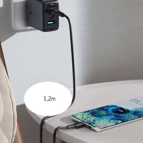 Kabel przewód USB-C 60W 20V 3A 1.2m czarny Kabel przewód USB-C 60W 20V 3A 1.2m czarny