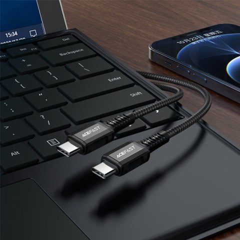 Kabel przewód w oplocie USB-C 60W 20V 3A 1.2m czarny Kabel przewód w oplocie USB-C 60W 20V 3A 1.2m czarny