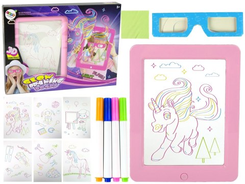 Magiczna Podświetlana Tablica 3D Okulary Różowa Magiczna Podświetlana Tablica 3D Okulary Różowa