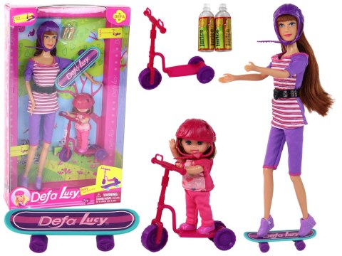 Zestaw Lalek Lucy Purpurowy Hulajnoga Deskorolka Kaski Zestaw Lalek Lucy Purpurowy Hulajnoga Deskorolka Kaski