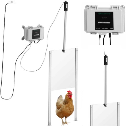 Automatyczna klapa drzwi do kurnika z czujnikiem światła i blokowaniem 12 V LCD Automatyczna klapa drzwi do kurnika z czujnikiem światła i blokowaniem 12 V LCD