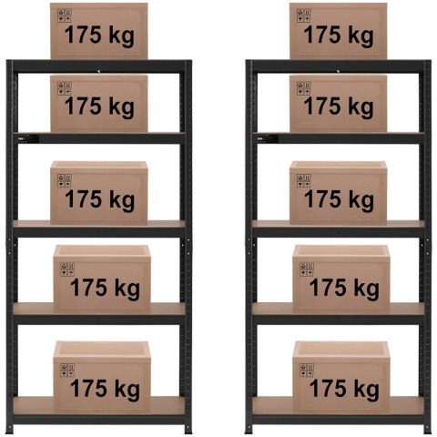 Regał magazynowy metalowy 5 półek 875 kg 90 x 40 x 180 cm szaroniebieski 2 szt. Regał magazynowy metalowy 5 półek 875 kg 90 x 40 x 180 cm szaroniebieski 2 szt.