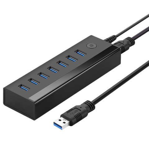 7w1 HUB rozdzielacz adapter USB-A do 7x USB-A 5Gb/s czarny 7w1 HUB rozdzielacz adapter USB-A do 7x USB-A 5Gb/s czarny