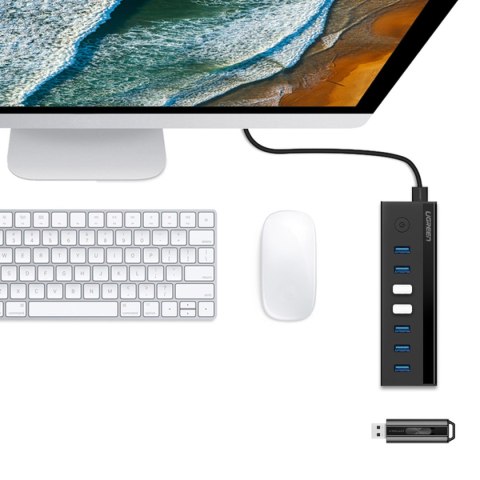 7w1 HUB rozdzielacz adapter USB-A do 7x USB-A 5Gb/s czarny 7w1 HUB rozdzielacz adapter USB-A do 7x USB-A 5Gb/s czarny