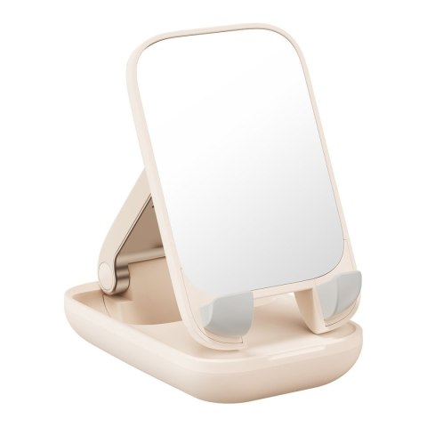 2w1 Regulowany stojak podstawka na telefon z lusterkiem Seashell Series beżowy 2w1 Regulowany stojak podstawka na telefon z lusterkiem Seashell Series beżowy