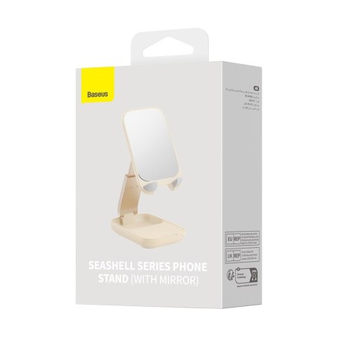 2w1 Regulowany stojak podstawka na telefon z lusterkiem Seashell Series beżowy 2w1 Regulowany stojak podstawka na telefon z lusterkiem Seashell Series beżowy