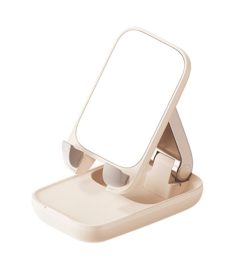 2w1 Regulowany stojak podstawka na telefon z lusterkiem Seashell Series beżowy 2w1 Regulowany stojak podstawka na telefon z lusterkiem Seashell Series beżowy