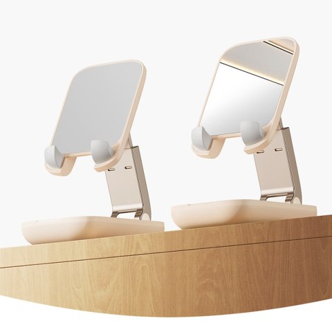 2w1 Regulowany stojak podstawka na telefon z lusterkiem Seashell Series beżowy 2w1 Regulowany stojak podstawka na telefon z lusterkiem Seashell Series beżowy