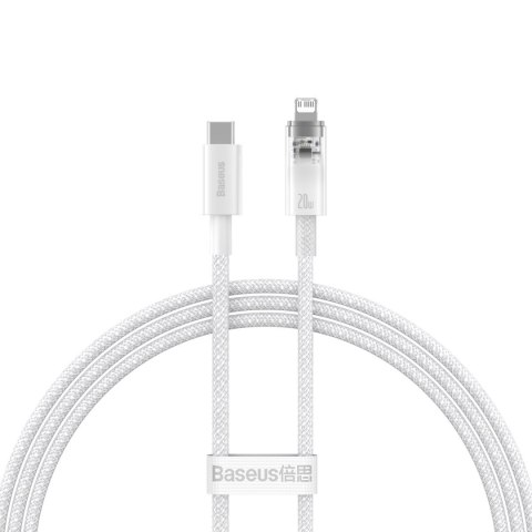 Kabel przewód w oplocie do iPhone Explorer Series USB-C - Lightning 20W 1m biały Kabel przewód w oplocie do iPhone Explorer Series USB-C - Lightning 20W 1m biały