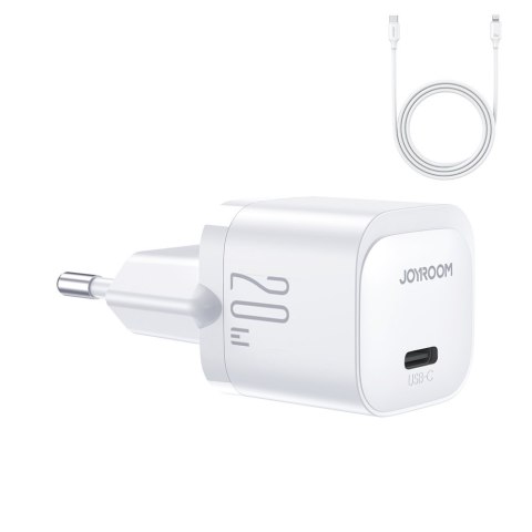 Mini ładowarka sieciowa USB-C 20W PD z kablem do iPhone Lightning biała Mini ładowarka sieciowa USB-C 20W PD z kablem do iPhone Lightning biała