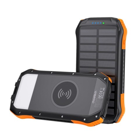 Powerbank solarny słoneczny indukcyjny 20000mAh PD QC Qi pomarańczowy Powerbank solarny słoneczny indukcyjny 20000mAh PD QC Qi pomarańczowy