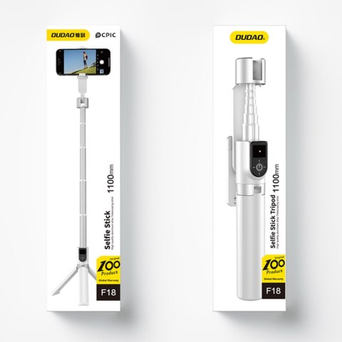 Selfie stick kijek teleskopowy do selfie ze statywem i pilotem BT F18W biały Selfie stick kijek teleskopowy do selfie ze statywem i pilotem BT F18W biały
