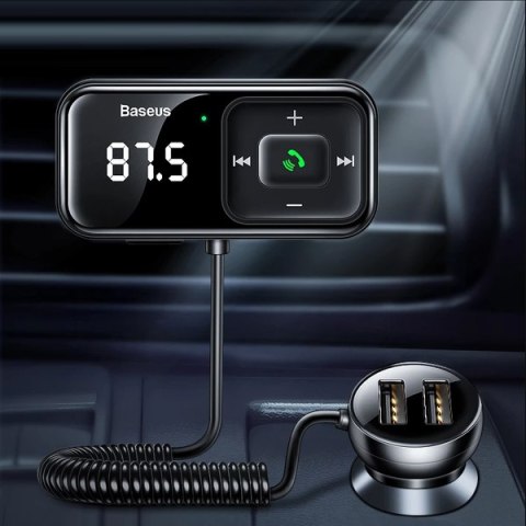 Transmiter FM bezprzewodowy Bluetooth z ładowarką S-16 Overseas edition czarny Transmiter FM bezprzewodowy Bluetooth z ładowarką S-16 Overseas edition czarny