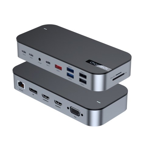 HUB Adapter M52 USB-CUSB-A HDMI VGA DP SD TF RJ45 AUX PD szary HUB Adapter M52 USB-CUSB-A HDMI VGA DP SD TF RJ45 AUX PD szary