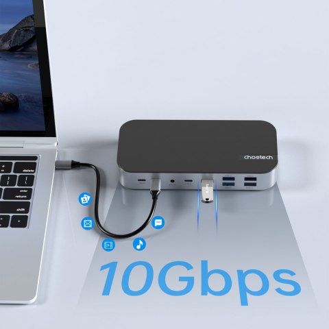 HUB Adapter M52 USB-CUSB-A HDMI VGA DP SD TF RJ45 AUX PD szary HUB Adapter M52 USB-CUSB-A HDMI VGA DP SD TF RJ45 AUX PD szary