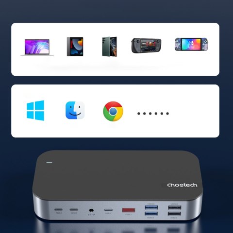 HUB Adapter M52 USB-CUSB-A HDMI VGA DP SD TF RJ45 AUX PD szary HUB Adapter M52 USB-CUSB-A HDMI VGA DP SD TF RJ45 AUX PD szary