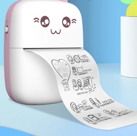 Mini Kot drukarka termiczna do etykiet ściąg z telefonu Bluetooth Fun Print różowa Mini Kot drukarka termiczna do etykiet ściąg z telefonu Bluetooth Fun Print różowa