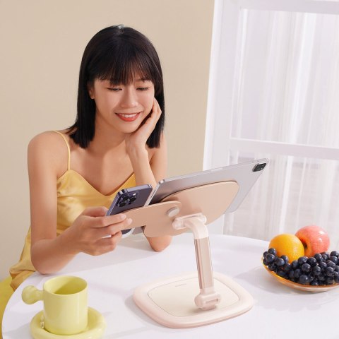 Regulowany stojak podstawka na tablet i telefon Seashell Series różowy Regulowany stojak podstawka na tablet i telefon Seashell Series różowy