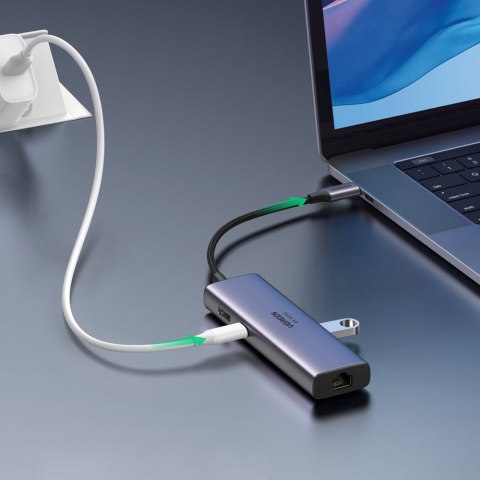 7w1 wielofunkcyjny HUB USB-C - 2x USB HDMI 4K czytnik kart SD i TF USB-C RJ45 1Gbps szary 7w1 wielofunkcyjny HUB USB-C - 2x USB HDMI 4K czytnik kart SD i TF USB-C RJ45 1Gbps szary