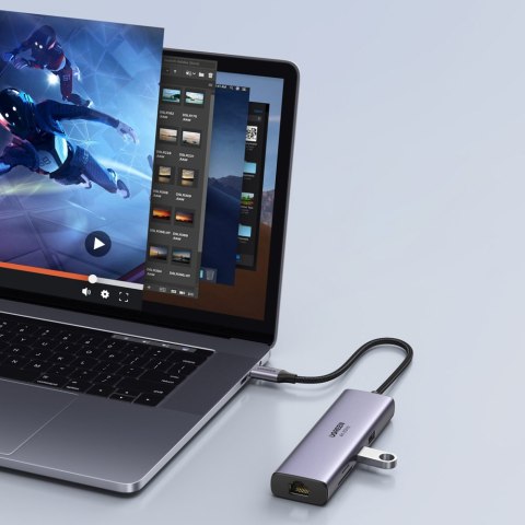 7w1 wielofunkcyjny HUB USB-C - 2x USB HDMI 4K czytnik kart SD i TF USB-C RJ45 1Gbps szary 7w1 wielofunkcyjny HUB USB-C - 2x USB HDMI 4K czytnik kart SD i TF USB-C RJ45 1Gbps szary