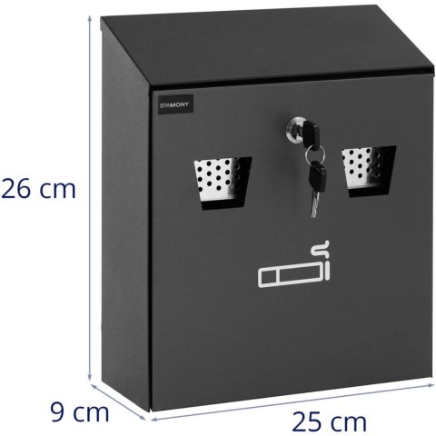 Popielniczka ścienna z wyjmowanym pojemnikiem zamykana na klucz 26 x 25 x 9 cm Popielniczka ścienna z wyjmowanym pojemnikiem zamykana na klucz 26 x 25 x 9 cm