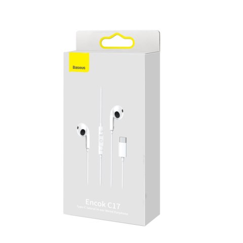 Douszne słuchawki na kablu z mikrofonem USB-C Encok C17 białe Douszne słuchawki na kablu z mikrofonem USB-C Encok C17 białe