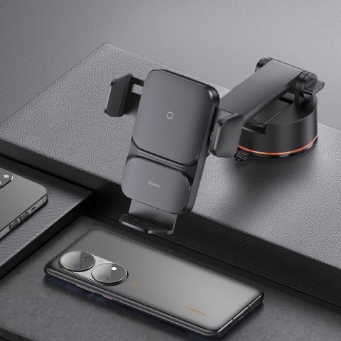 Ładowarka indukcyjna USB uchwyt samochodowy do telefonu na przyssawkę - czarny Ładowarka indukcyjna USB uchwyt samochodowy do telefonu na przyssawkę - czarny