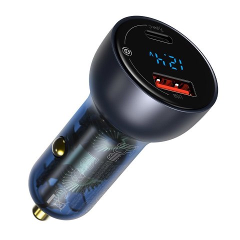 Ładowarka samochodowa USB USB -C 65W 5A SCP QC PD ekran LCD + kabel USB-C szary Ładowarka samochodowa USB USB -C 65W 5A SCP QC PD ekran LCD + kabel USB-C szary