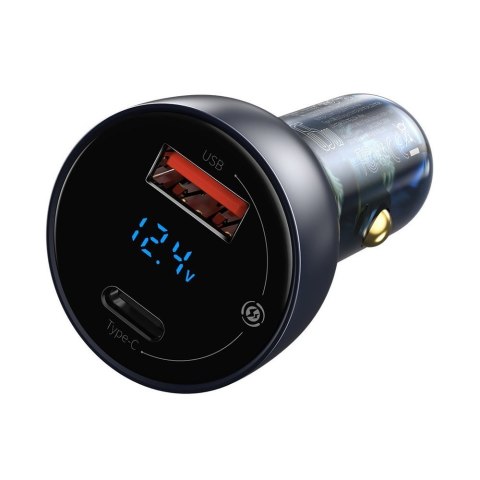 Ładowarka samochodowa USB USB -C 65W 5A SCP QC PD ekran LCD + kabel USB-C szary Ładowarka samochodowa USB USB -C 65W 5A SCP QC PD ekran LCD + kabel USB-C szary