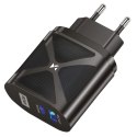 Mała ładowarka GaN 65W z portami USB USB-C QC3.0 PD szybkie ładowanie czarna
