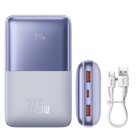 Powerbank Bipow Pro 20000mAh 22.5W z kablem USB USB-C 0.3m fioletowy Powerbank Bipow Pro 20000mAh 22.5W z kablem USB USB-C 0.3m fioletowy