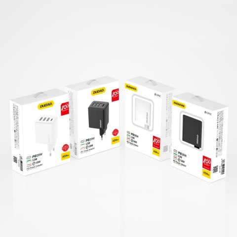 Szybka ładowarka sieciowa 3x USB + 1x USB-C 20W PD QC 3.0 biały Szybka ładowarka sieciowa 3x USB + 1x USB-C 20W PD QC 3.0 biały