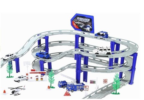 Duży Tor Samochodowy Policja 10 pojazdów 495cm Duży Tor Samochodowy Policja 10 pojazdów 495cm