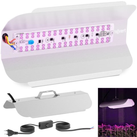 Lampa do wzrostu uprawy roślin pełne spektrum 25 x 12 cm 68 LED 50 W srebrna Lampa do wzrostu uprawy roślin pełne spektrum 25 x 12 cm 68 LED 50 W srebrna