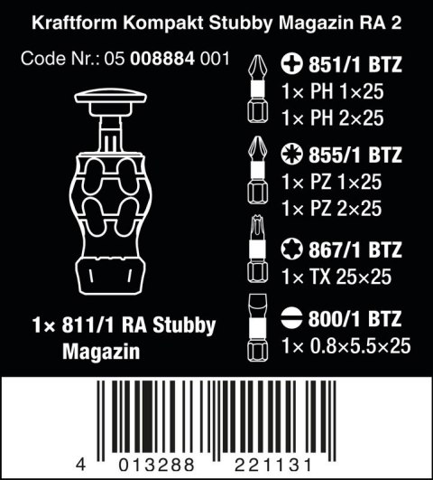 WKRĘTAK KRAFTFORM KOMPAKT STUBBY MAGAZIN RA 2, Z 6 BITAMI WKRĘTAK KRAFTFORM KOMPAKT STUBBY MAGAZIN RA 2, Z 6 BITAMI