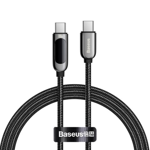 Kabel przewód USB-C z miernikiem mocy Power Delivery 100W 20V 5A 1m czarny Kabel przewód USB-C z miernikiem mocy Power Delivery 100W 20V 5A 1m czarny
