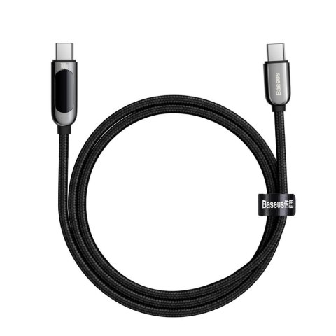 Kabel przewód USB-C z miernikiem mocy Power Delivery 100W 20V 5A 1m czarny Kabel przewód USB-C z miernikiem mocy Power Delivery 100W 20V 5A 1m czarny