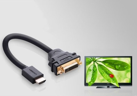 Kabel przewód adapter przejściówka DVI żeński - HDMI męski 22cm czarny Kabel przewód adapter przejściówka DVI żeński - HDMI męski 22cm czarny