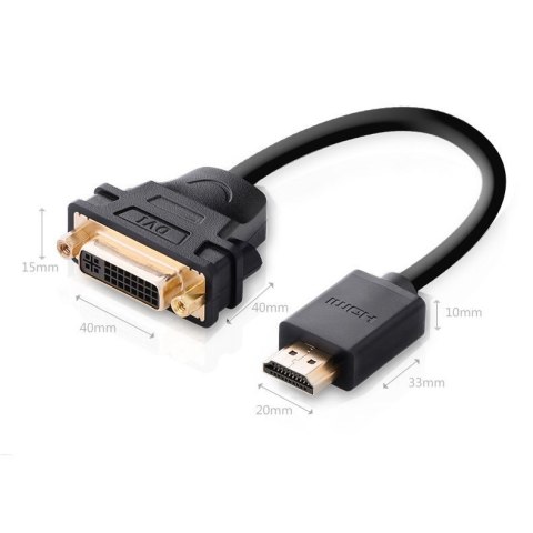 Kabel przewód adapter przejściówka DVI żeński - HDMI męski 22cm czarny Kabel przewód adapter przejściówka DVI żeński - HDMI męski 22cm czarny