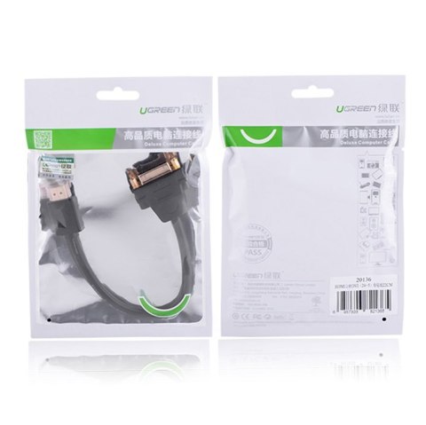 Kabel przewód adapter przejściówka DVI żeński - HDMI męski 22cm czarny Kabel przewód adapter przejściówka DVI żeński - HDMI męski 22cm czarny