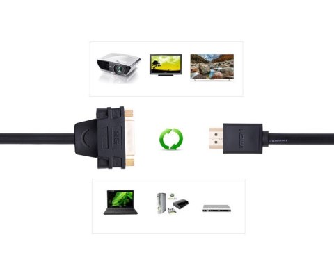 Kabel przewód adapter przejściówka DVI żeński - HDMI męski 22cm czarny Kabel przewód adapter przejściówka DVI żeński - HDMI męski 22cm czarny