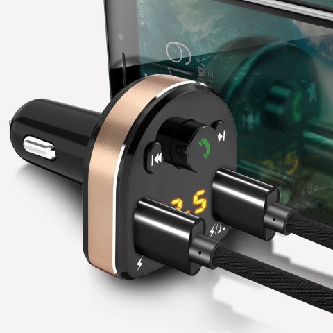 Transmiter FM MP3 Bluetooth ładowarka samochodowa 2x USB czarny Transmiter FM MP3 Bluetooth ładowarka samochodowa 2x USB czarny