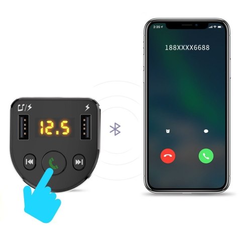 Transmiter FM MP3 Bluetooth ładowarka samochodowa 2x USB czarny Transmiter FM MP3 Bluetooth ładowarka samochodowa 2x USB czarny
