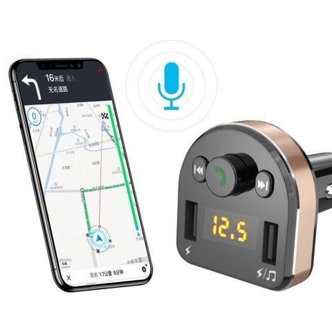 Transmiter FM MP3 Bluetooth ładowarka samochodowa 2x USB czarny Transmiter FM MP3 Bluetooth ładowarka samochodowa 2x USB czarny