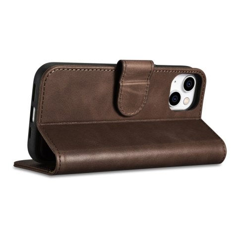 2w1 etui skórzany pokrowiec z klapką iPhone 14 Anti-RFID Oil Wax Wallet Case ciemno-brązowy 2w1 etui skórzany pokrowiec z klapką iPhone 14 Anti-RFID Oil Wax Wallet Case ciemno-brązowy