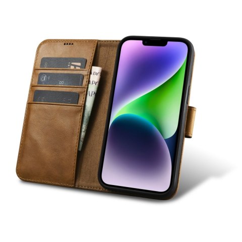 2w1 etui skórzany pokrowiec z klapką iPhone 14 Anti-RFID Oil Wax Wallet Case jasno-brązowy 2w1 etui skórzany pokrowiec z klapką iPhone 14 Anti-RFID Oil Wax Wallet Case jasno-brązowy