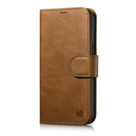 2w1 etui skórzany pokrowiec z klapką iPhone 14 Anti-RFID Oil Wax Wallet Case jasno-brązowy 2w1 etui skórzany pokrowiec z klapką iPhone 14 Anti-RFID Oil Wax Wallet Case jasno-brązowy