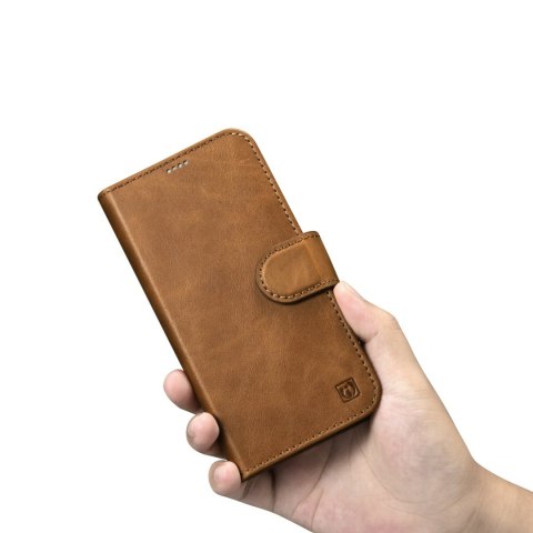 2w1 etui skórzany pokrowiec z klapką iPhone 14 Anti-RFID Oil Wax Wallet Case jasno-brązowy 2w1 etui skórzany pokrowiec z klapką iPhone 14 Anti-RFID Oil Wax Wallet Case jasno-brązowy