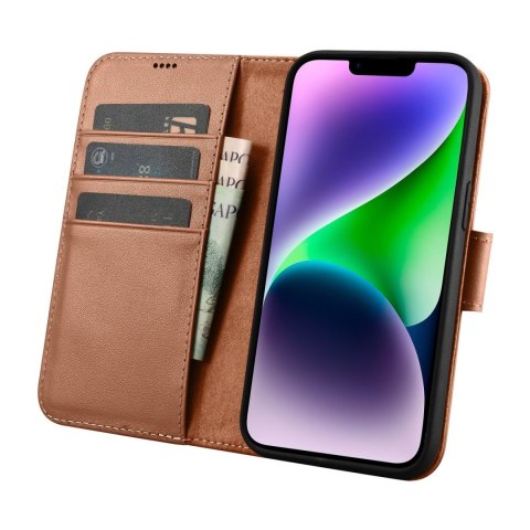 2w1 etui skórzany pokrowiec z klapką iPhone 14 Anti-RFID Wallet Case brązowy 2w1 etui skórzany pokrowiec z klapką iPhone 14 Anti-RFID Wallet Case brązowy