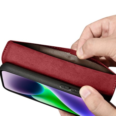 2w1 etui skórzany pokrowiec z klapką iPhone 14 Anti-RFID Wallet Case czerwony 2w1 etui skórzany pokrowiec z klapką iPhone 14 Anti-RFID Wallet Case czerwony